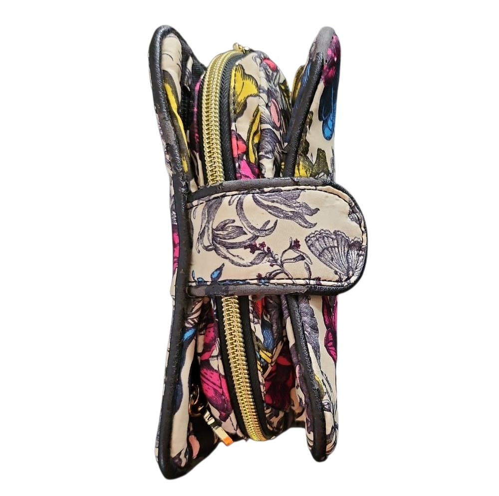 Betsey Johnson Floral Garden Moth Makeup Pouch With Detachable Mini Pouch - Picture 8 of 16